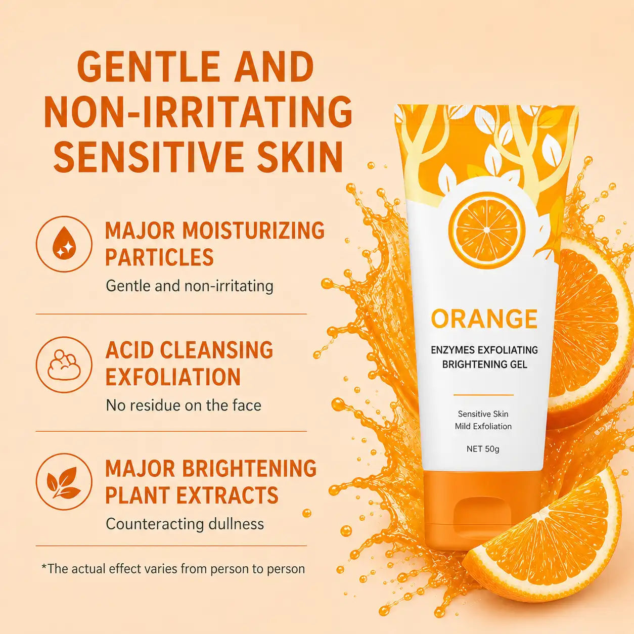Gel Exfoliant Enzymatique à l'Orange : Anti Peau Terne & Points Noirs