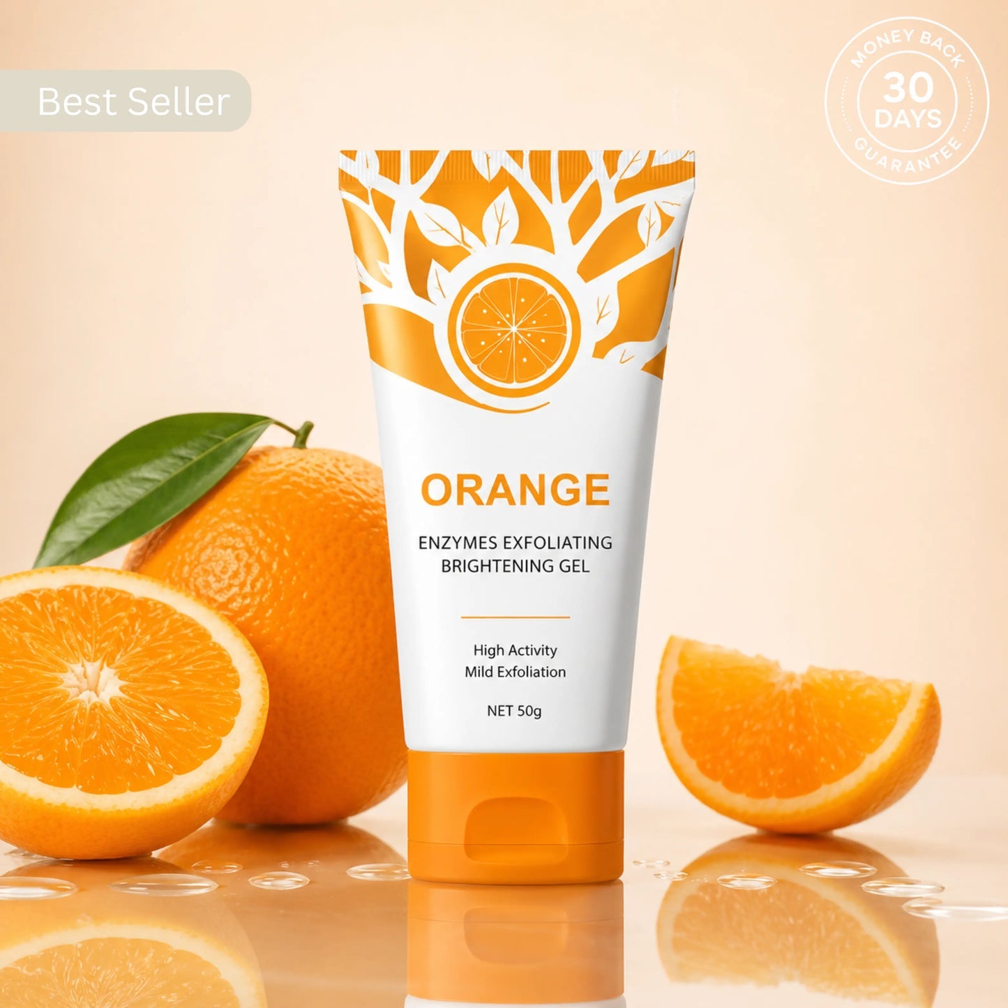 Gel Exfoliant Enzymatique à l'Orange : Anti Peau Terne & Points Noirs